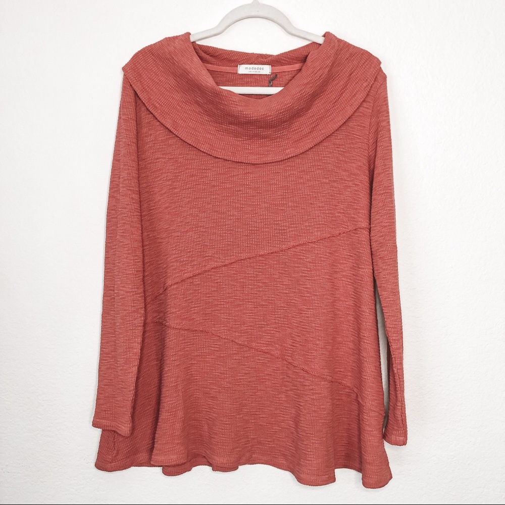 New Mododoc Cowl Neck Long Sleeves Rosewood Top Sweater Size Small